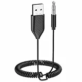 ZIOCOM Adattatore Aux per auto, ricevitore USB Bluetooth 5.2, adattatore Bluetooth da 3,5 mm con microfono per lo streaming musicale e chiamate in vivavoce per autoradio e altoparlanti domestici