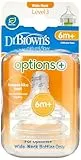 Dr. Brown's Natural Flow Level 3 - Tettarella in silicone per biberon a collo largo, flusso medio-veloce, dai 6 mesi in su, tettarella in 100% silicone, confezione da 2