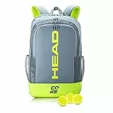 HEAD Core - Zaino da tennis con 2 borse per il trasporto di racchette con spallacci imbottiti, Grigio/giallo., L, moderno