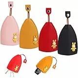 Venga amigos 4 pezzi carino creativo pull tipo portachiavi, custodia in pelle PU Cartoon auto portachiavi, Polvere rossa nera gialla, Taglia unica