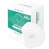 HOME KOKO LOOK MEZORRISON Mascherine FFP2 50pz CE0370 Certificate 5 Strati, Efficiente di Filtraggio PFE≥95% Mascherina FFP2 Bianche Adulto FFP2 Confezionate Singolarmente - BIANCA
