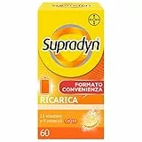 Supradyn Ricarica Multivitaminico Completo Vitamine e Minerali per Adulti, Integratore Vitamine A, B, C, D3, E, K, Magnesio, Calcio, Zinco, Selenio e Q10, Gusto Arancia 60 Compresse Effervescenti
