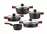 BRA Premiere Batteria Ghisa Antiaderente Adatta per Qualsiasi Tipo di Cucine anche Induzione, Alluminio Fuso, 5 pezzi [Esclusiva Amazon]
