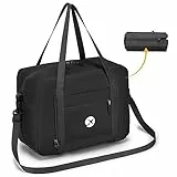 BAGZY Bagaglio a Mano 40x30x20 Wizzair, Borsa Cabina da Viaggio Aereo Pieghevole, 25L Piccola, a Mano Nylon Impermeabile, per Parto Ospedale, da Ginnastica [Nero]