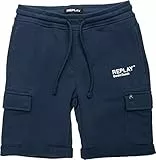 REPLAY Pantaloncini Cargo Ragazzo con Cordino, Blu (Ink Blue 714), 16 Anni