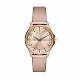 Armani Exchange Orologio a tre lancette al quarzo da donna, cassa in acciaio inossidabile oro rosa 36 mm con cinturino in poliuretano, AX5272