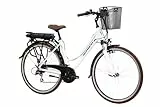 F.lli Schiano E-Ride 28'' E-Bike, Bicicletta Elettrica da Città/ Trekking bike, Donna Uomo, Bici Elettrica con Pedalata Assistita 250W, Li-Batteria Rimovibile 36V 10.4Ah, Colore Bianco con Cestello