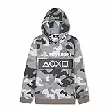 Playstation Felpe con Cappuccio per Ragazzi, Felpa Bambino in Cotone 7-15 Anni, Regalo per Gamers (15 Anni, Grigio Camo)
