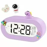 DTKID Sveglia digitale per bambini, nuova sveglia digitale per ragazze e ragazzi, sveglia a batteria con display LCD, pulsante dinosauro, snooze, data e temperatura, per camera da letto