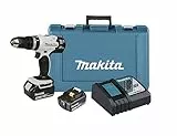 Makita DHP453RFEW - Trapano avvitatore a percussione a batteria, 18 V/3,0 Ah, 2 batterie + caricatore in valigetta di trasporto, colore: Bianco