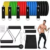 Set Elastici Fitness di Resistenza 5 Bande Elastiche Elastici da Pilates Elastico Fitness Set Fasce di Resistenza Estensori per Pettorali Uomo 150LB per Fisioterapia, Yoga, Pilates - 11 Pezzi