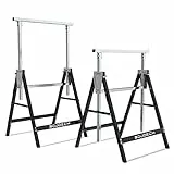 Set di 2 cavalletti telescopici 300kg pieghevoli ideali come trabattello, pontile, banco da lavoro e supporto taglia travi.