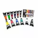 Liquitex 3699391 Basics - Pittura acrilica, Pigmenti per artisti monopigmentati, Resistente alla luce, durevole nel tempo, Finitura satinata, Set di colori 12 Tubi da 118 ml