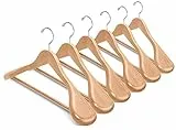 Amber Home 10 Pezzi 44.5cm Grucce Appendiabiti di Lusso Naturale in Legno Massello con Spalla Larga(5.8cm) per Cappotto Completo Giacca con Barra Tonda Antiscivolo