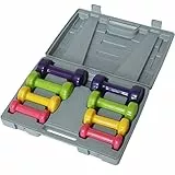 BAKAJI Set 8 Manubri da Palestra con Valigetta (2x0.5kg + 2x1kg + 2x1.5kg + 2x2kg), Pesi Fitness Rivestimento in Gommapiuma, Ergonomico, Antiruggine, Antiscivolo, Riabilitazione Fisica, Allenamento