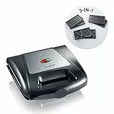 Severin Sandwich Toaster 3 Piastre Amovibili 2968, Acciaio Inossidabile, Nero