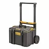 DEWALT DWST83295-1 - VASCA CON RUOTE - Schiuma strutturale di polipropilene espanso, Speciale disegn dell’apertura del coperchio con maniglia mobile per garantire il massimo volume di stoccaggio