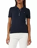 Tommy Hilfiger Maglietta Polo Maniche Corte Donna 1985 Slim Pique Slim Fit, Blu (Desert Sky), S