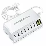 Caricatore USB Multiplo, familaha 7-Porte Stazione di Ricarica 40W USB Spina con LED Schermo, Presa USB Multipla Tavolo per iPhone 14/13/12/11/XR/XS/8, iPad Air/Pro/Max, Samsung Galaxy S21, Xiaomi