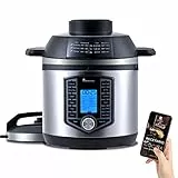MasterPro FryCook | Friggitrice Senza Olio | Friggitrice ad Aria e Pentola a Pressione da 1500W e 6L | Programmabile con 44 Funzioni Automatiche | 12 Programmi di Cottura Diversi in 1