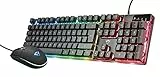 Trust Gaming GXT 838 Azor Mouse e Tastiera Gaming, Layout Italiano QWERTY, USB, Anti-ghosting, Tastiera Retroilluminata LED RGB, Mouse Gaming 800-3000 DPI - Nero