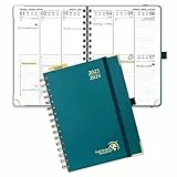 POPRUN Agenda 2023 2024 Settimanale A5, Spirale Diario Scuola 17 Mesi da Ago.23 a Dic.24 - Planner 2023/2024 con Carta da 80 gsm Certificata FSC® - Verde Pacifico