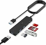 TSUPY Hub USB 3.0, Adattatore USB Cavo Lungo con 3 USB3.0 e Lettore di Schede SD/TF Splitter di Espansione per MacBook Pro Memory Stick USB e Altri