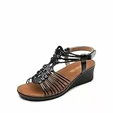 DREAM PAIRS Sandali con Zeppa con Cinturino alla Caviglia Aperti da Donna Sandali con Cinturino alla Caviglia Scarpe Eleganti comode SDPW2350W-E Nero Größe 41 (EUR)