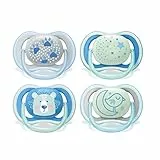 Philips Avent Ultra Air Soothers - Confezione da 4 succhietti leggeri e traspiranti, 2 succhietti fosforescenti e 2 succhiotti diurni Philips, 6-18 mesi (modello SCF376/15)
