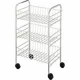 WENKO Carrello per il bagno e la casa Firenze - 3 ripiani, mobile, Metallo cromato, 38 x 63 x 25 cm, Argento lucido