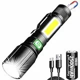 REHKITTZ Torcia 3 in1 (con Luce UV, Bianca, Rossa Laterale) Potente Professionale Super Luminoso 2500 Lumen, Lampada da Lavoro, Ricaricabile Standby Ultra-lungo