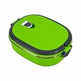 Elettrico portapranzo termico caldo, Acciaio Inossidabile Porta pranzo impilabile Portatile Isolamento Contenitore termico di contenitori alimentari strati ermetici termico con manico (Verde 1capas)