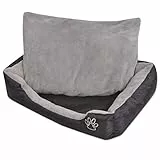 Cuccia per Cani con Cuscino Imbottito 65 x 48 x 18 cm Lettini per Cani Pecute Letto per Cani Cuccia Gatto Peluche Lavabile a mano Fondo antiscivolo Nero