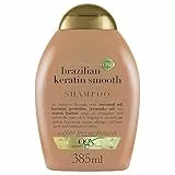 OGX Shampoo, Lisciante Cheratina brasiliana, per Capelli Crespi, Ricci o Mossi, 385 ml