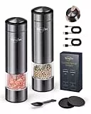 Sangcon Set macina sale e pepe elettrico ricaricabili via USB - Macinaspezie - Regolazione grossolana e fine - Funzionamento con una sola mano - Luce LED(Metallico gunmetal)