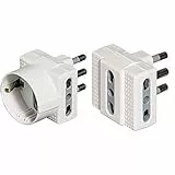 BTicino S3611D Adattatore Tris con Spina, 2P+T & S3604D Kit Adattatore Tris, 3 Prese Bipasso, 10/16 A e Spina 16 A, Blister 90x122 mm, Bianco