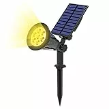 T-SUN Luci Solari da Esterno, Wireless Lampada Solare da Giardino con 7 LED, 2 Modalità Funzione, Bianco Caldo 3000K, Impermeabile Lampada Solare da Sicurezza per Sentiero, Prato, Cortile, ecc