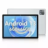 HotLight Tablet 10 Pollici, Android 13 Tablet con Processore Quad Core, 6 GB RAM + 64 GB ROM + 128 GB Espansione SD, Type-c, WIFI, Bluetooth, Tablet PC con Doppia Fotocamera Argento