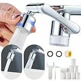 Adattatore per rubinetto, prolunga perlatore, con funzione filtro, 1080 gradi, con filtro dell'acqua trasparente, con 8 elementi filtranti e set di attrezzi per bagno e cucina