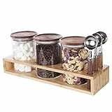 KKC Barattolo Caffè Ermetico [3X 750ml]- Contenitore da Cucina per Dispensa degli Alimenti - Contenitori Cucina - con Supporti e Cucchiai