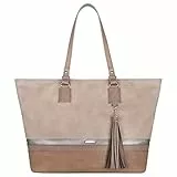 David Jones - Borsa a Spalla Tote Shopper Grande Capacità Donna - Capiente Borse a Mano Tracolla Manico Lungo - Larga Borsa Lavoro PU Pelle Morbida - Casual Borsetta Shopping Scuola Moda - Rosa