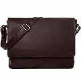 LEABAGS Borsa per documenti uomo e donna | Borsa per laptop in vera pelle fino a 15' | Borsa a tracolla con tracolla | Borsa messenger | Borsa da lavoro | Borsa per insegnanti | Choco