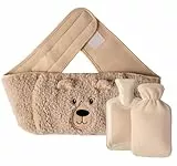 AGAKY Borsa Dell'acqua，Borsa Dell'acqua Calda 3 In 1，Borsa Acqua Calda Peluche in Gomma con Copertura in Vita，Hot Water Bag per il Calore di Mani e Piedi e per Alleviare i Dolori Articolari