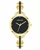 Anne Klein AK/4092 - Orologio da donna aperto con bracciale smaltato, colore: nero/oro, Nero/Oro, giapponese