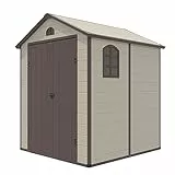 COSTWAY Capanni da Esterno, Casetta Porta Attrezzi da Giardino in PVC con Sfiati, Finestra, Porta con Cerniera, Capanni Resistente alle Intemperie da Giardino e Fattoria, 192 x 190 x 226 cm