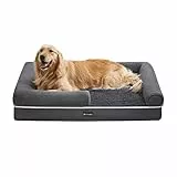 FEANDREA Cuccia per Cani Ortopedica, Letto Divano per Animali, Imbottitura Morbida, Bordi Rialzati, Copertura Sfoderabile e Lavabile, 106 x 80 x 25 cm, Fondo Antiscivolo, Grigio Scuro PGW077G01
