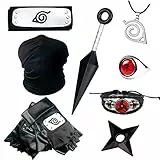 KAIOSEUT Anime Cosplay Costume Set, Konoha Fascia Kakashi Guanti Kunai Collana Anello Accessori per Gli Uomini Ragazzi Regalo Adolescente
