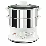Tefal Vc1451 Vaporiera Convenient Series Inox, Timer Con Spegnimento Automatico, Livello Di Acqua Visibile, Capacità 6 L, Bianco
