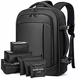 Lekespring Zaino Ryanair 40x20x25 (40L) da Viaggio per Donne e Uomini,Bagaglio a Mano con 6 Sacchetti Organizzatori,Borsa Cabina per Scuola D'affari Casual - Nero