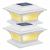 Siedinlar Lampione Solari da Giardino Esterno 2 modalità Luci LED Impermeabile per 4x4 5x5 6x6 Pali di legno Patio Giardino Decor Bianco 2 Pezzi